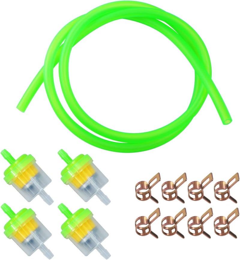 HOOUP Dirt Bike Gas Fuel Line Hose Fuel Filter for 50cc 110cc 125cc TaoTao Coolster Apollo GY6 Motorcycle Pit Bike Motocross Pocket Bike Chinese Atv Four Wheeler Moped Scooter Quad Go Kart Parts Green - Image 1
